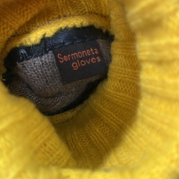 🦐 Sermoneta Yellow Leather Gloves 7 - Picture 5 of 7